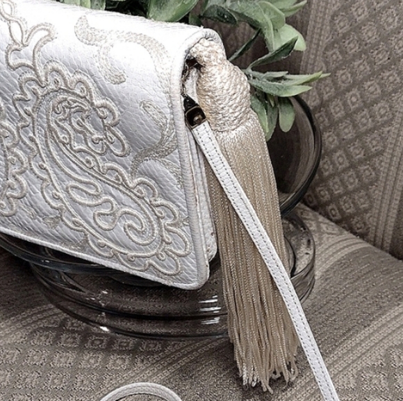 Vintage Judith Leiber Embroidered Tassel Crossbody Clutch Bag - Picture 4 of 16